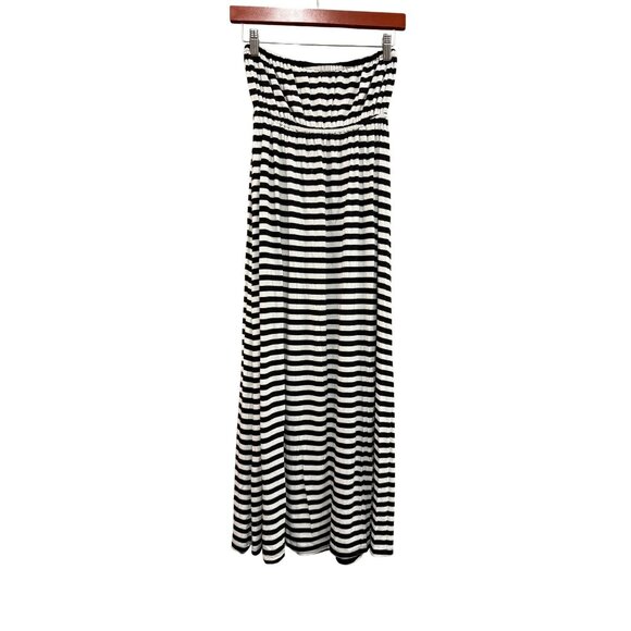 Metropark Black and White Stripe Strapless Maxi Dress sz 4 - Picture 1 of 7